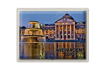 Plaque en tôle villes Wiesbaden Kurhaus fontaine 40x30cm 1