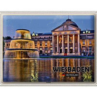 Targa in metallo città Wiesbaden Kurhaus fontana 40x30 cm