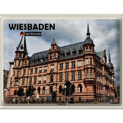 Cartel de chapa Ciudades Wiesbaden Mercado Iglesia Edad Media 40x30cm