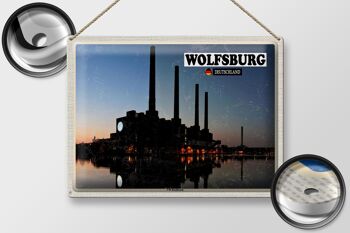 Plaque en tôle villes Wolfsburg VW centrale électrique rivière 40x30cm 2