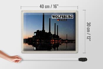Plaque en tôle villes Wolfsburg VW centrale électrique rivière 40x30cm 4