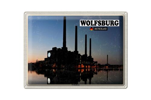 Blechschild Städte Wolfsburg VW-Kraftwerk Fluss 40x30cm