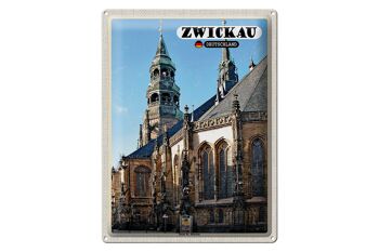 Plaque en étain Villes Cathédrale de Zwickau St. Église Sainte-Marie 40x30cm 1
