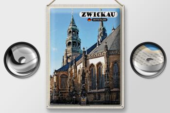 Plaque en étain Villes Cathédrale de Zwickau St. Église Sainte-Marie 40x30cm 2
