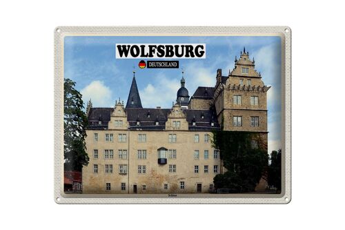 Blechschild Städte Wolfsburg Schloss Gemälde 40x30cm