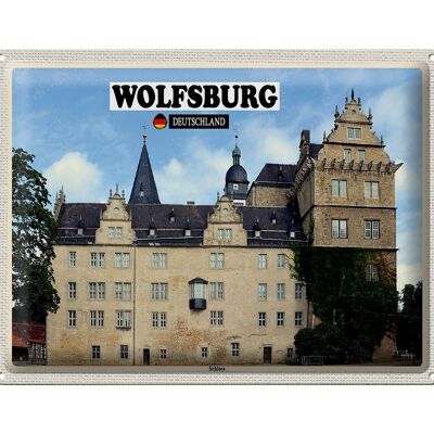 Blechschild Städte Wolfsburg Schloss Gemälde 40x30cm