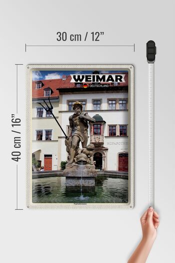 Plaque en étain villes Weimar Neptune fontaine architecture 30x40cm 4