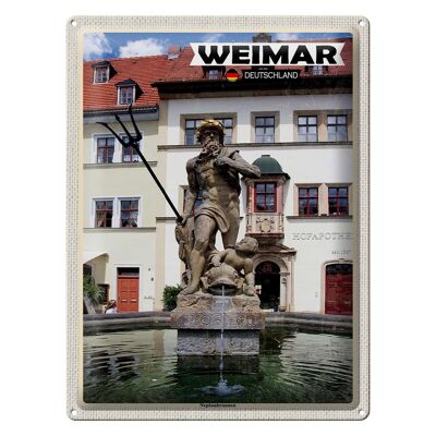 Cartel de chapa ciudades Weimar Neptuno fuente arquitectura 30x40cm