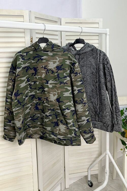 JOB LOT KANGAROO POCKET PRINTED HOODIE   8800-JOBLOT