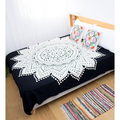 Black Summer Bedspread or Mandala Tapestry