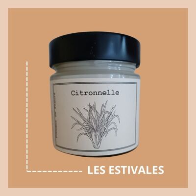 Bougie en cires de soja et colza - Citronnelle - répulsive - 180gr