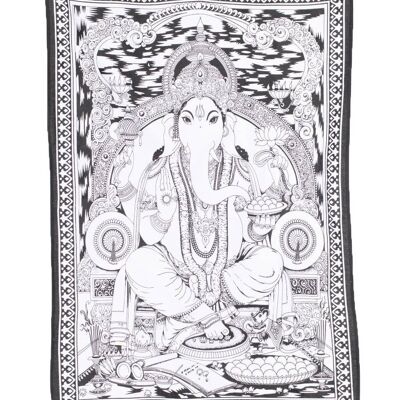 Ganesha-Wandteppich Schwarzweiß