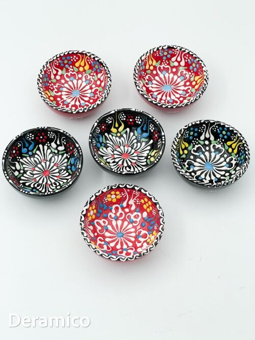 Handmade Ceramic Authentic Motifs - 8 cm Bowl Set of 6