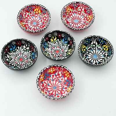 Motivos auténticos de cerámica hechos a mano - Juego de 6 cuencos de 8 cm