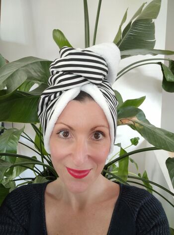 Serviette cheveux / Turban en éponge bambou et coton 2