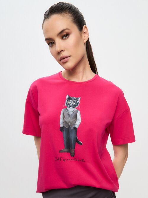 Printed oversized T-shirt MINIMALIST CAT