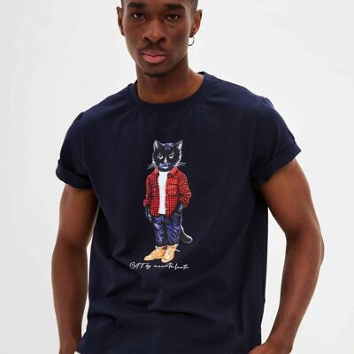 Weißes bedrucktes T-Shirt COUNTRY CAT