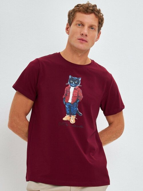 Red Printed T-shirt COUNTRY CAT