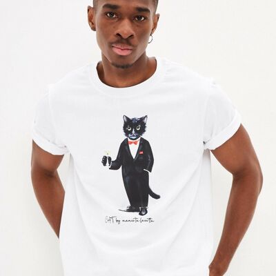 T-shirt stampata bianca DANDY CAT