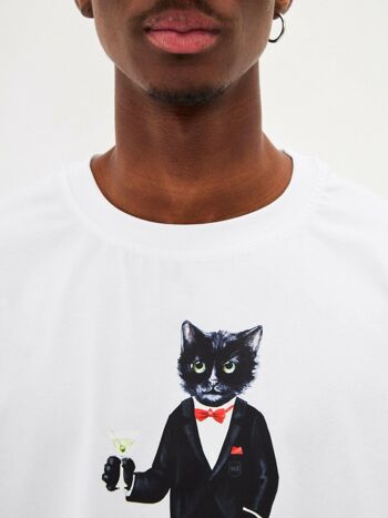 T-shirt imprimé blanc DANDY CAT 5