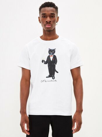 T-shirt imprimé blanc DANDY CAT 7