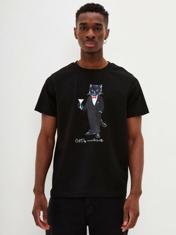 T-shirt imprimé noir DANDY CAT 4