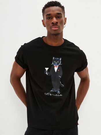 T-shirt imprimé noir DANDY CAT 7