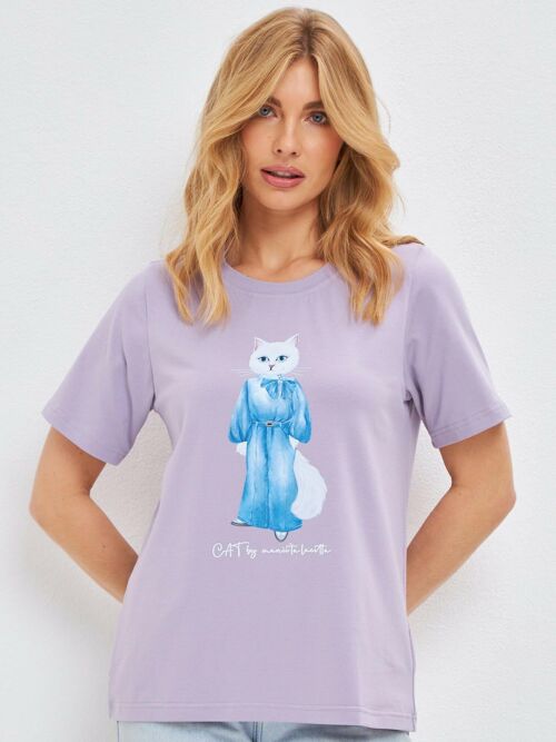 Purple Printed T-shirt DENIM CAT
