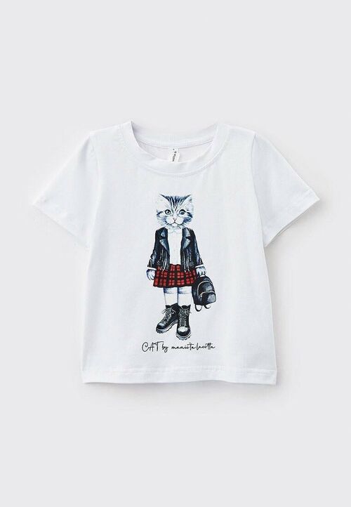 White Printed T-shirt KITTY