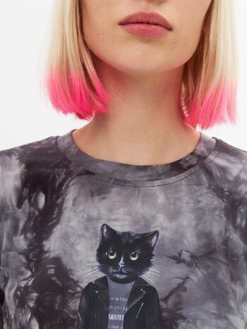 T-shirt imprimé gris ROCKER CAT 6