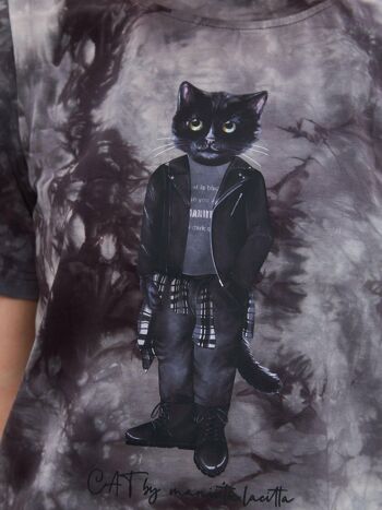 T-shirt imprimé gris ROCKER CAT 7