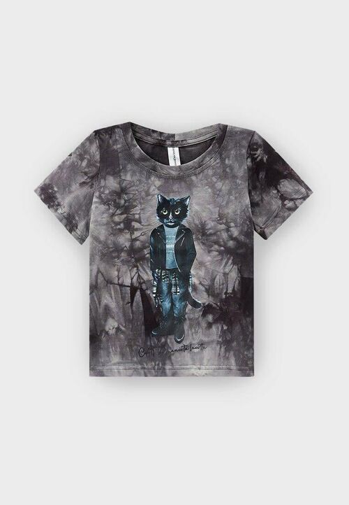 Grey Printed T-shirt ROCKER CAT