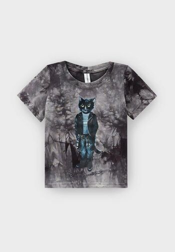 T-shirt imprimé gris ROCKER CAT 1
