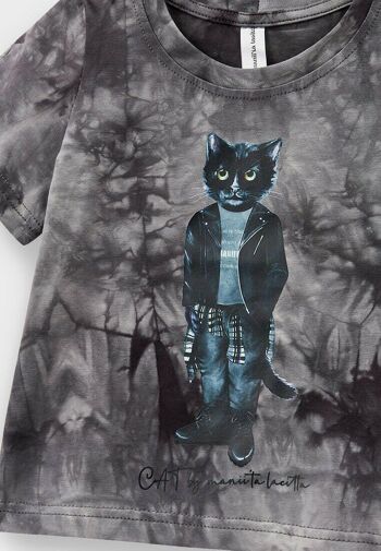 T-shirt imprimé gris ROCKER CAT 4