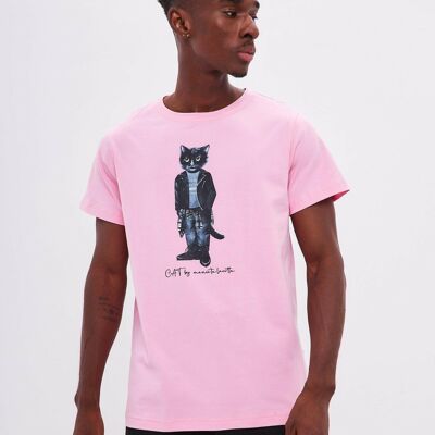 Rosa bedrucktes T-Shirt ROCKER CAT