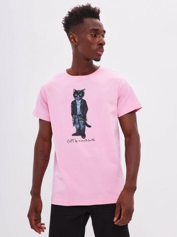 T-shirt imprimé rose ROCKER CAT 1