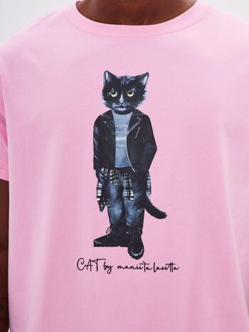 T-shirt imprimé rose ROCKER CAT 4