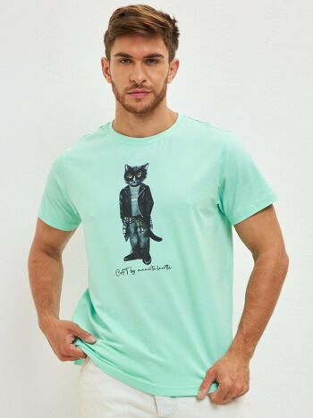 T-shirt imprimé bleu ROCKER CAT 1