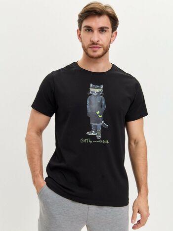 T-shirt imprimé noir SPORT CAT 1