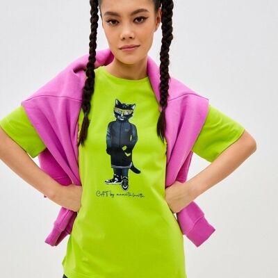 Grünes bedrucktes T-Shirt SPORT CAT