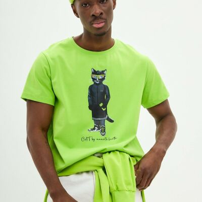 Grünes bedrucktes T-Shirt SPORT CAT