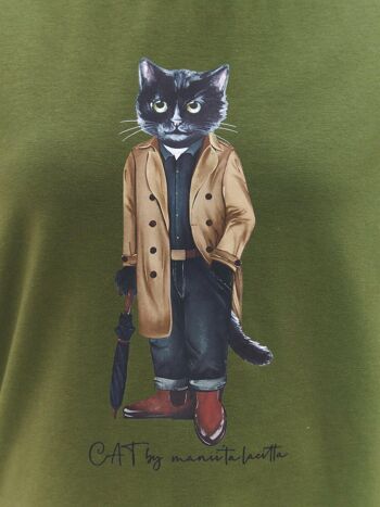 T-shirt imprimé kaki TRENCH COAT CAT 4