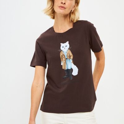 T-shirt stampata TRENCH BIANCO CAT