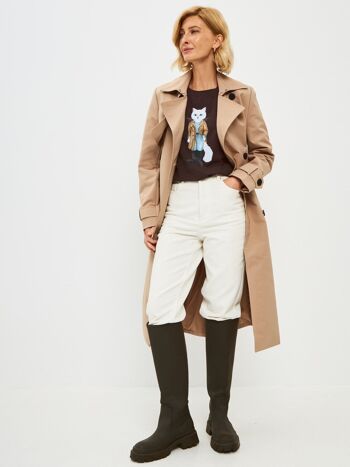 T-shirt imprimé TRENCH COAT CHAT BLANC 2