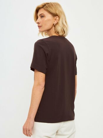 T-shirt imprimé marron TRENCH COAT CHAT BLANC 4