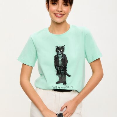 T-Shirt mit Aufdruck ROCKER CAT