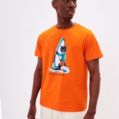 Printed T-shirt SURFER CAT