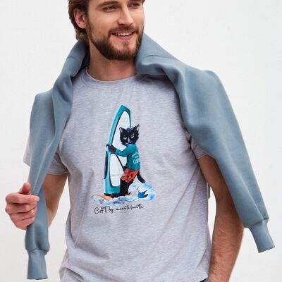 T-shirt stampata SURFER CAT