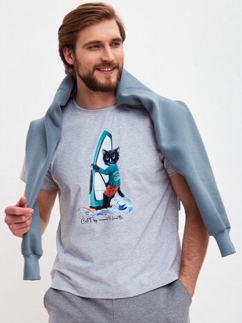 T-shirt imprimé SURFEUR CHAT 1