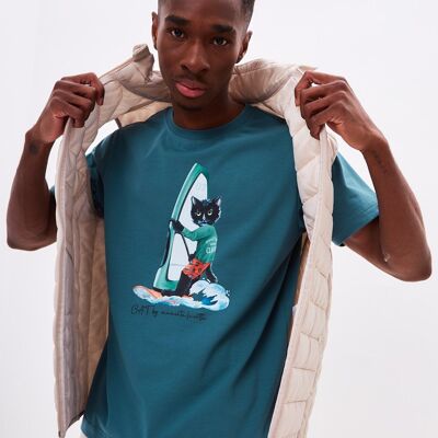 Camiseta estampada GATO SURFER